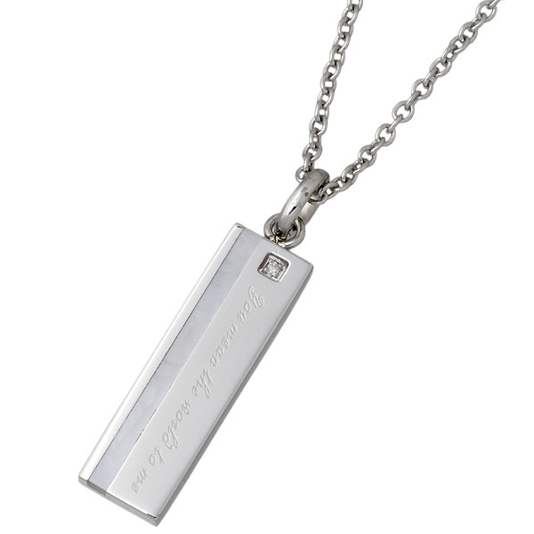 ホワイトクローバー white clover ステンレス ネックレス 金属アレルギー対応 ダイヤモンドXホワイトシェル メッセージ 4SUP002WH「you mean the world to me