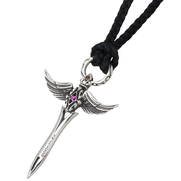 ウルフマン B.R.S WOLFMAN B.R.S シルバー ネックレス メンズ ケルティックフェザー 付き 革紐付き NW-P26RDRD-N300 送料無料立体的に彫金された翼と、美麗な聖剣が全体