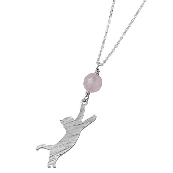 ブルーキャット Blue Cat ネックレス レディース シルバー 背のび猫 ねこ ネコ シルエット ローズクォーツ おしゃれ かわいい SPV782-1333猫好きにはたまらない、可愛らしい猫のシル