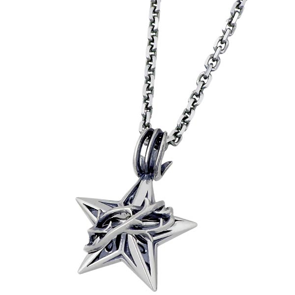 エムズコレクション M's collection シルバー ネックレス メンズ ブランブルスター 星 ギフト プレゼント X0295 送料無料スターにブランブル(荊)が巻き付く立体感を出すた