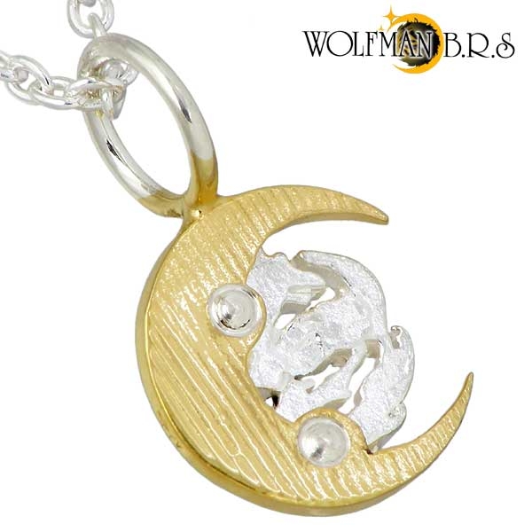 WOLFMAN B.R.S (ウルフマンB.R.S) ムーンウルフw ムーンチャームG シルバー ネックレス 合成サファイア  狼を販売。商品点数3万点以上。シルバーアクセサリー - シーズ / 通販