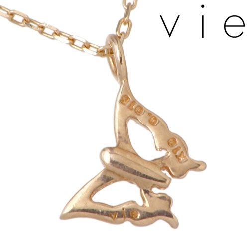 vie(ヴィー) K10 ピンクゴールドバタフライ ネックレス ダイヤモンド