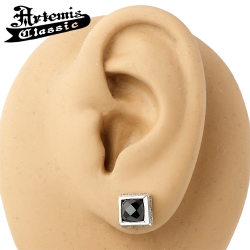 スクエアオニキススタッドピアス ACSE0020BK Square onyx stud