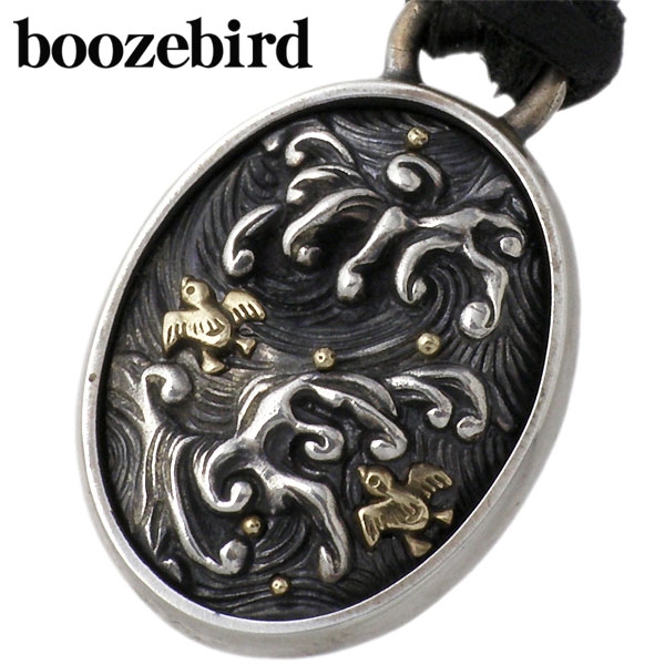 boozebird (ブーズバード) 波千鳥 シルバー ネックレス 革紐付き