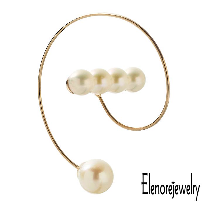 エレノアジュエリー Elenore Jewelry 10K ゴールド ピアス レディース 10金 パール バースパイラルフープ 片耳用 1個売り ギフト プレゼント おしゃれ ELE0013 送料無料
