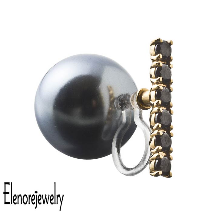 エレノアジュエリー Elenore Jewelry シルバー イヤリング レディース ブラックボール ノンホール ピアス 片耳用 1個売り 真珠 キュービックジルコニア ギフト プレゼント おしゃれ 