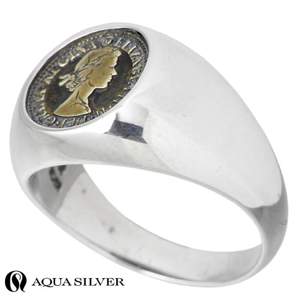 AQUA SILVER(アクアシルバー) 6ペンス シルバー リング メンズ ブラス 指輪 7～21号