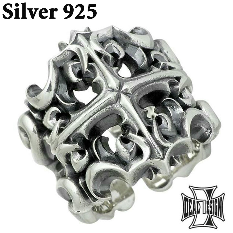 ディール デザイン DEAL DESIGN シルバー リング 指輪 メンズ ペルソナ クロス 十字架 17号〜23号 392287リリークロスを配した群を抜く存在感のシルバーリング。ＤＥＡＬ流ゴシック