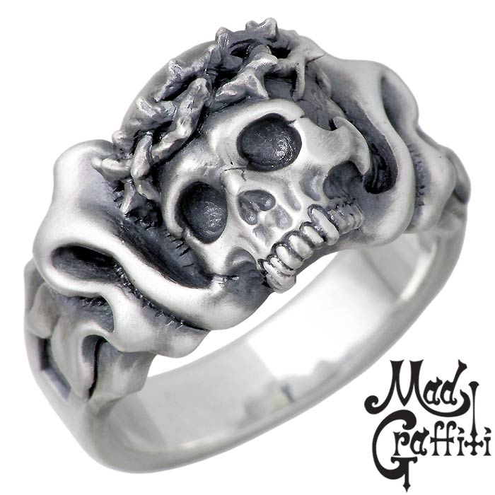 マッドグラフィティ Mad Graffiti シルバー リング 指輪 アットジエンド S メンズ 11号〜30号 スカル MG-R-0008 送料無料終末の時に現れる偽者の救世主をイメージし、斜めにう