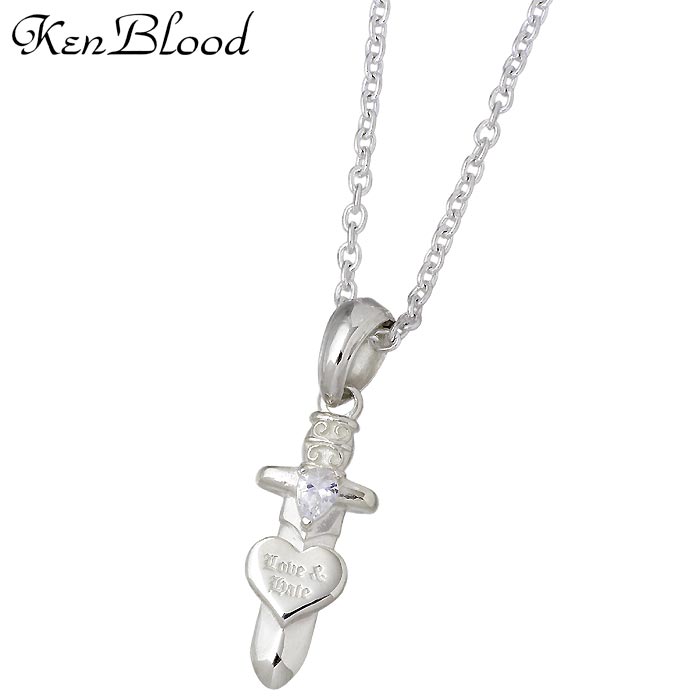 ケンブラッド KEN BLOOD シルバー ネックレス ハート キュービック メンズ レディース KP-472N 送料無料「LOVE & HATE」LOVE=愛情、HATE=憎しみ。どちらも人