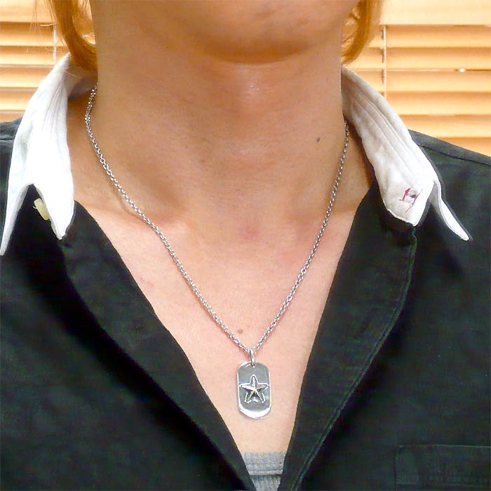 SAINTS(セインツ) スター ドッグタグ シルバー ネックレス メンズ 星を