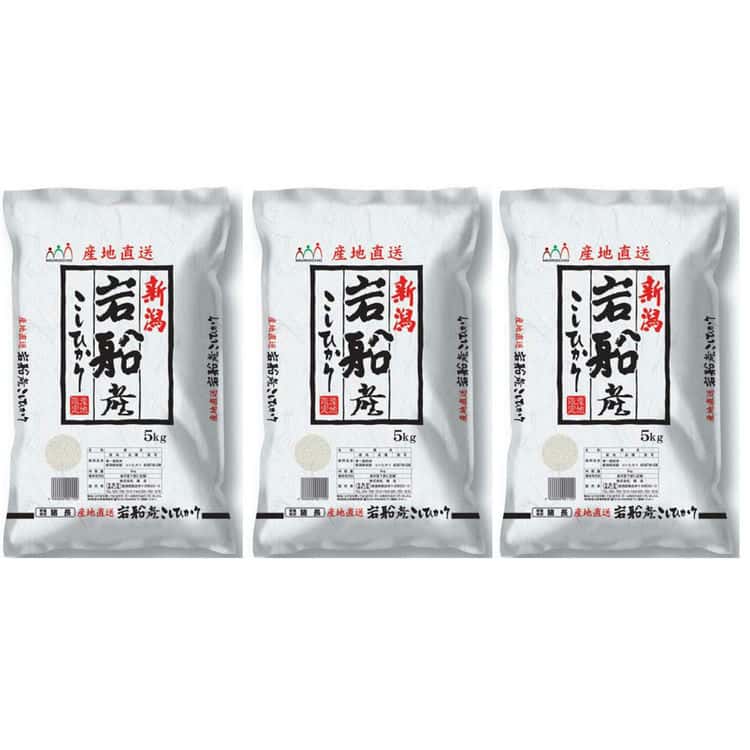 新潟 岩船産コシヒカリ 5kgx3 白米 お米 精米 米 銘柄米 美味しい おこめ こめ もっちり ごはん おにぎり 独特の粘りとコシの強さが特徴